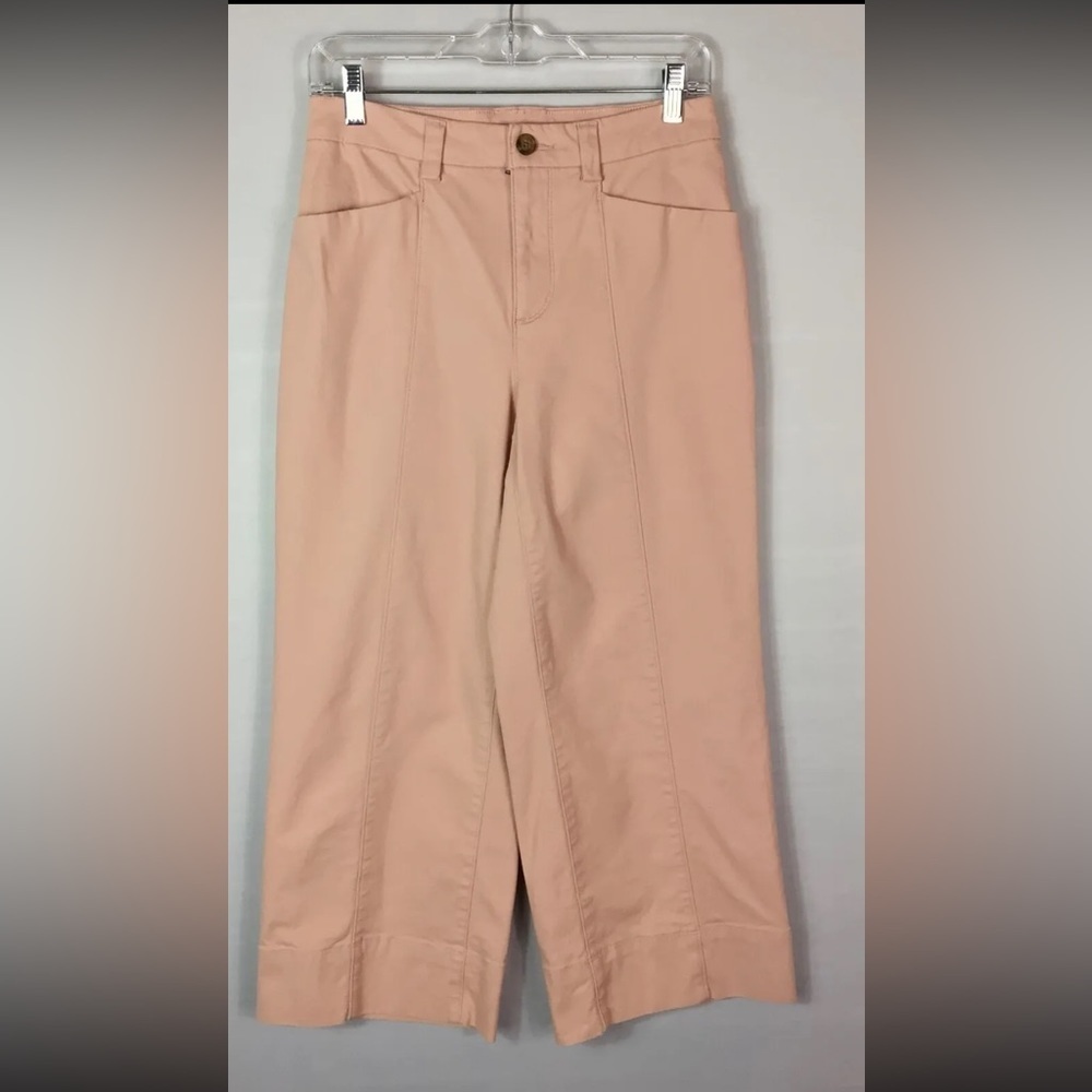 Duluth Trading Light Pink Stretch Canvas High Rise Copped Wide Leg Chino 10R